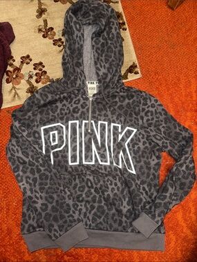 PINK Victoria's Secret Gray Leopard Zip Hoodie